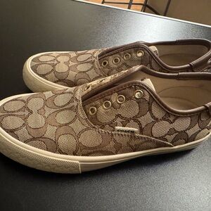 Coach Tan Monogram Canvas Sneakers